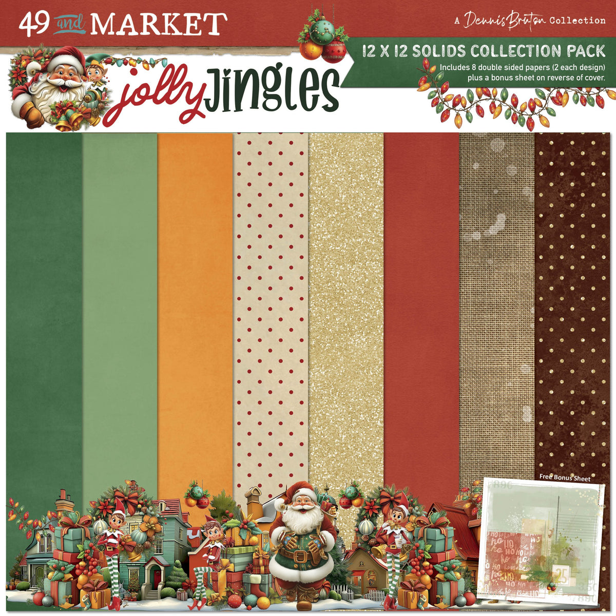 49 and Market - 12 x 12 solids paper pack - Jolly Jingles