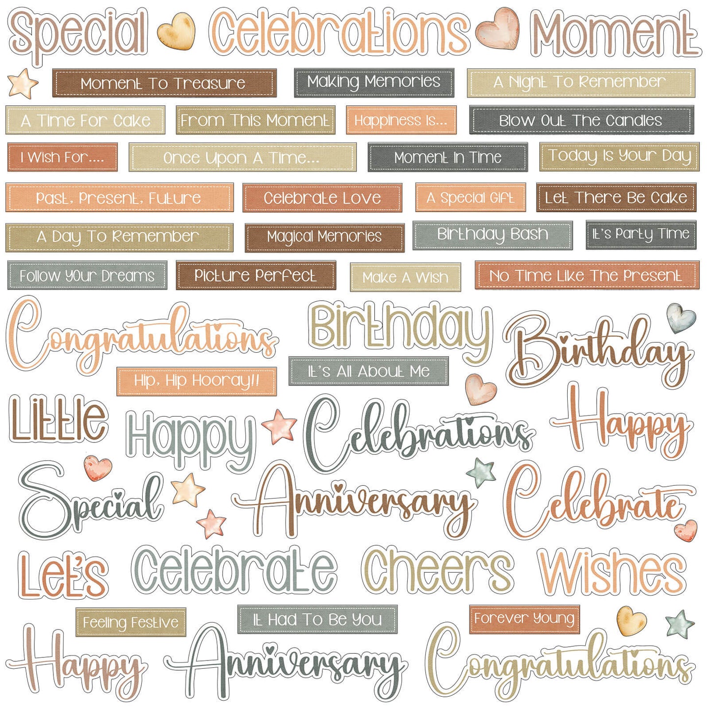 49 and Market - Little Celebrations - Chipboard Words 61 pieces