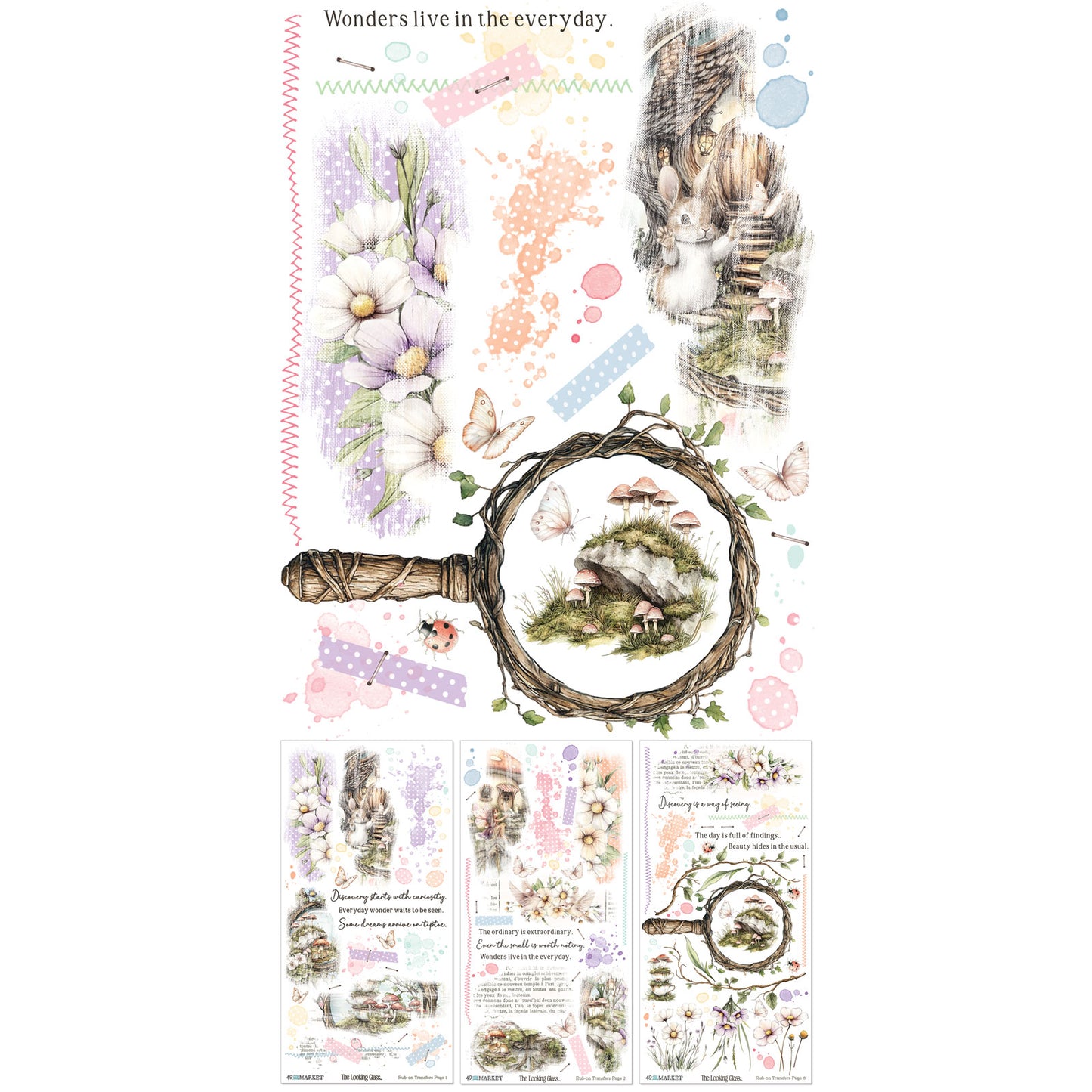 49 and Market - Blendable Rub On Transfers - 3 Sheets 6x12' - The Looking Glass