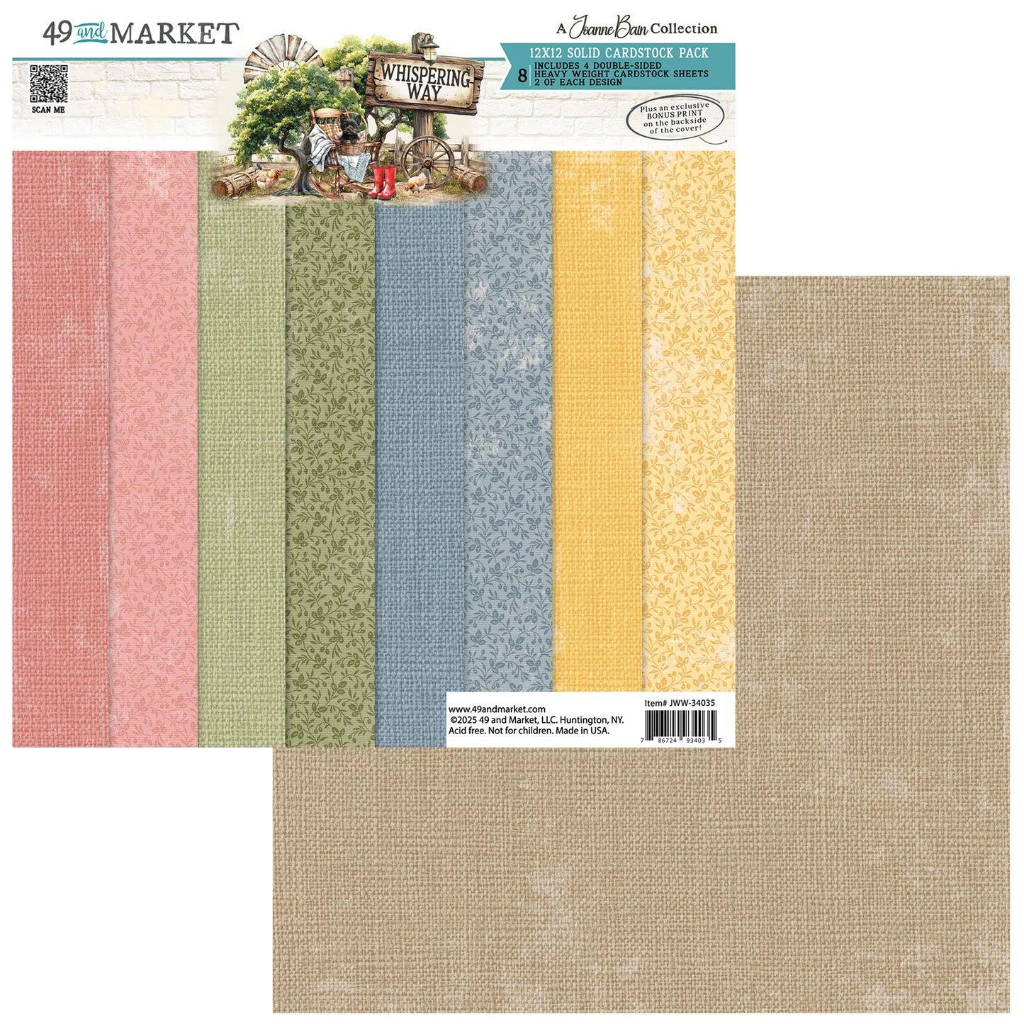 49 and Market - 12 x 12 Solid Cardstock Pack - Whispering Way