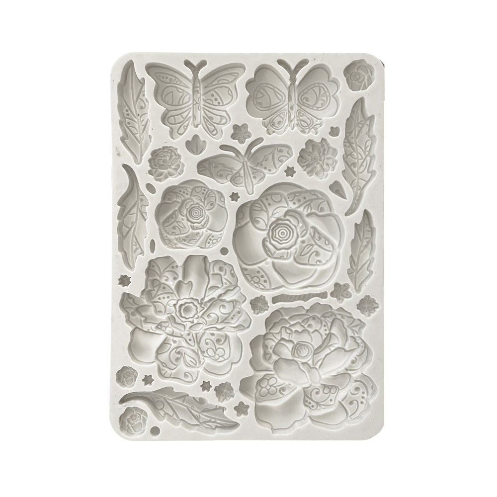 Stamperia - Silicon mold A5 - Butterfly and flowers
