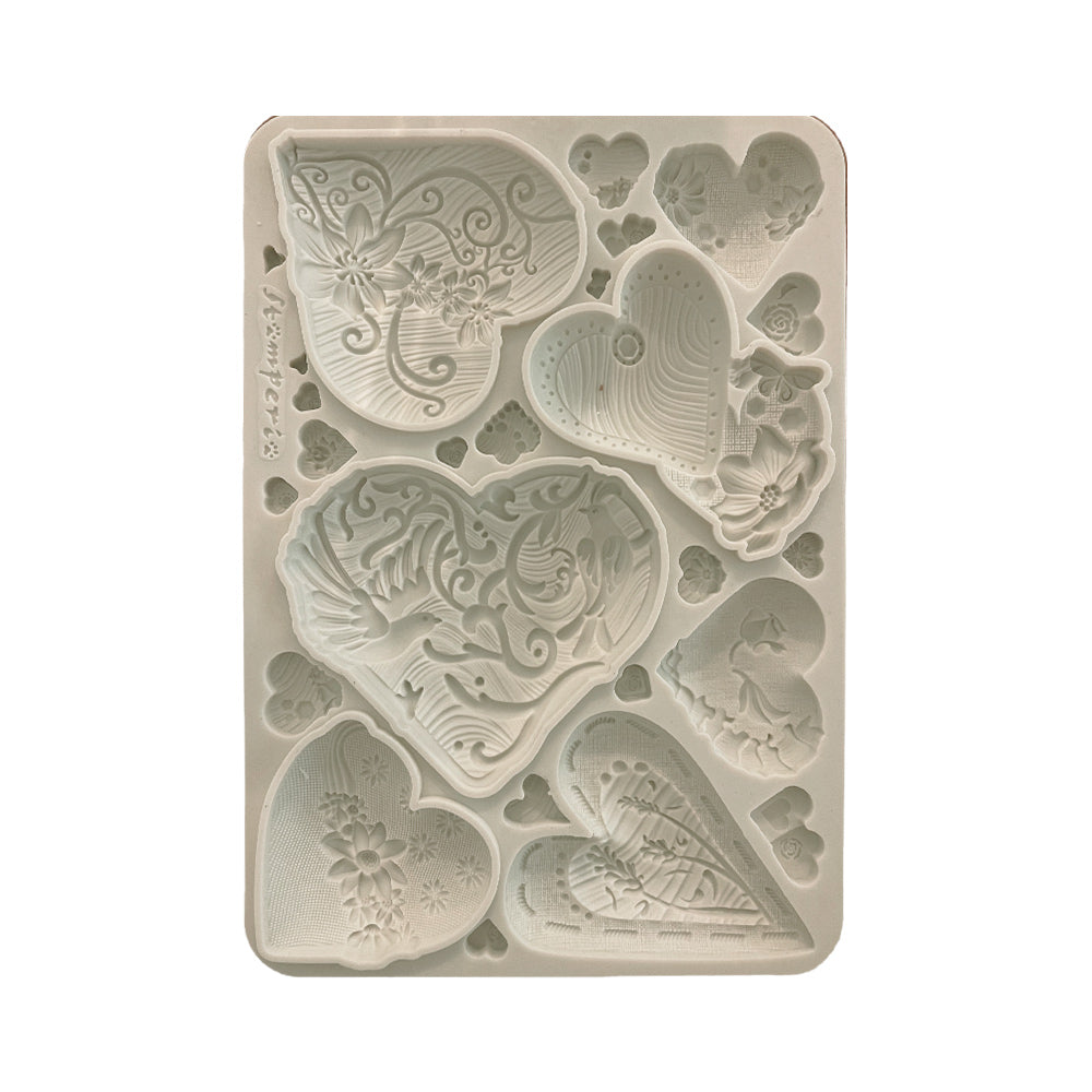 Stamperia - Silicon mold A5 - Alice in Christmas Simple hearts