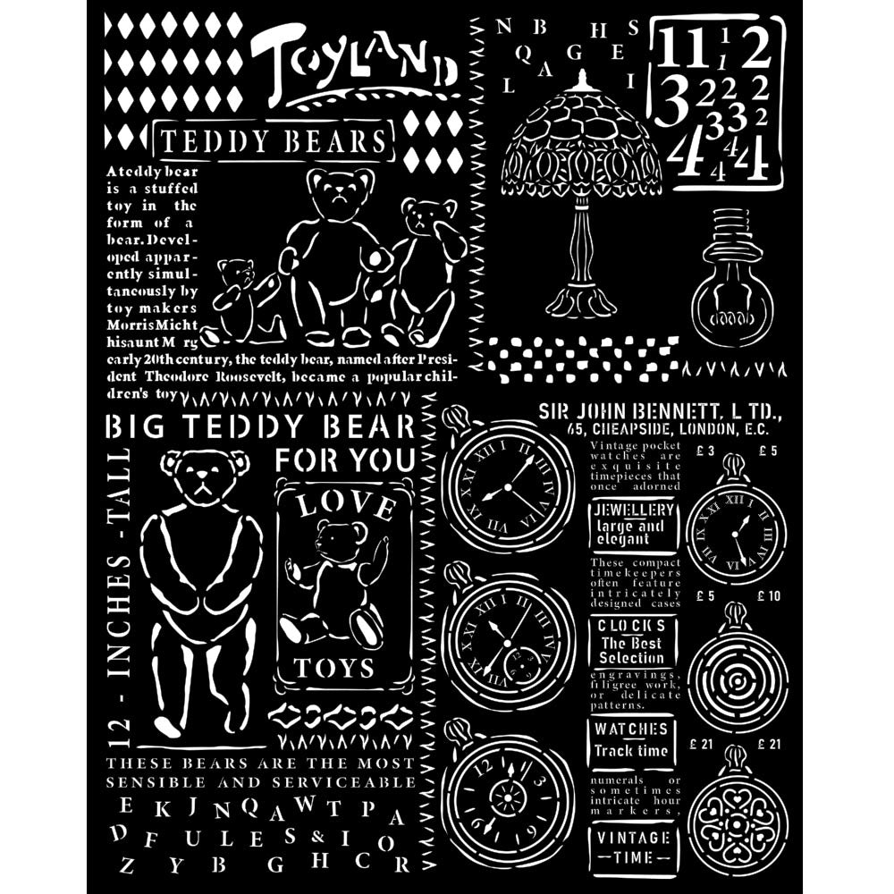 Stamperia - Mix Media Stencil - 20 X 25 Brocante Antiques Teddy