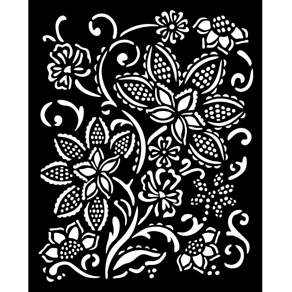 Stamperia - Mix Media Stencil - 20 X 25 Timeless Batik Flowers