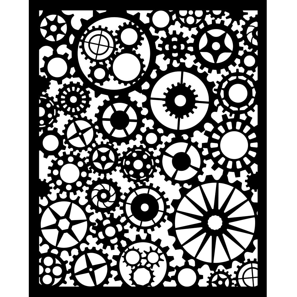 Stamperia - Mix Media Stencil - 20 X 25 Voyages Fantastiques gears pattern