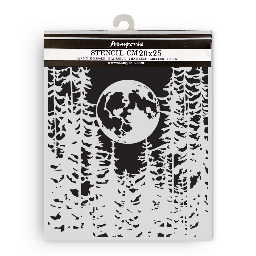 Stamperia - Mix Media Stencil - 20 X 25 Herbarium Silvae - Moon in the forest
