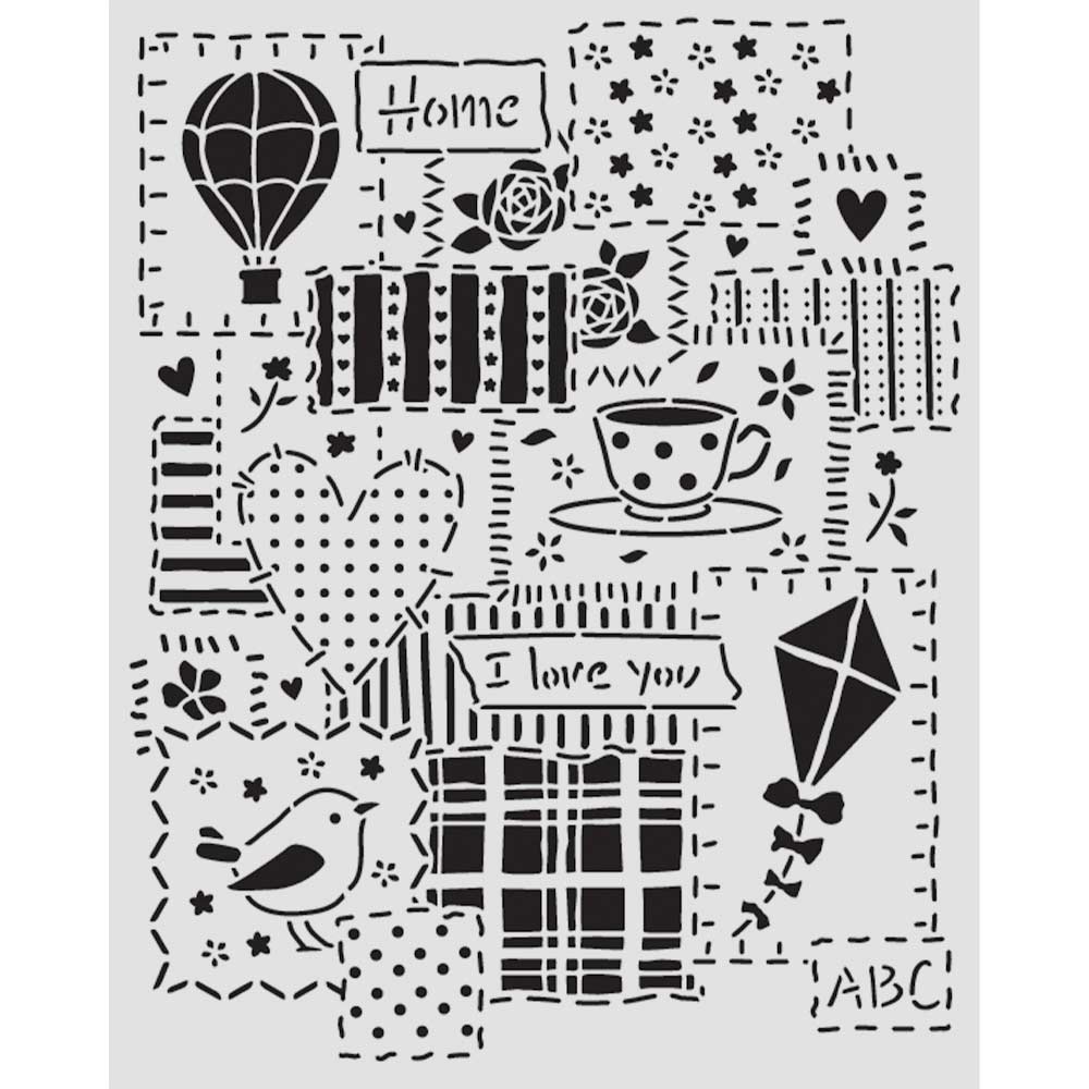 Stamperia - Mix Media Stencil - 20 X 25 Family patchwork