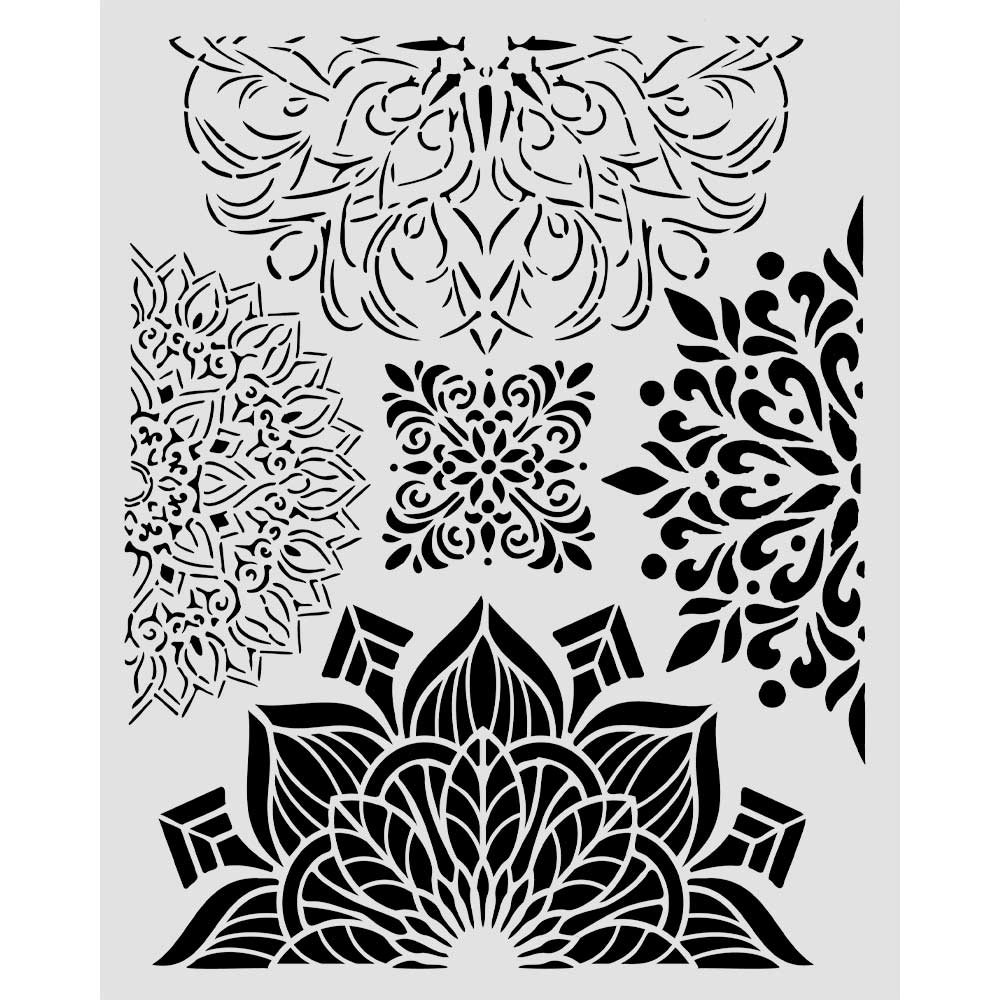 Stamperia - Mix Media Stencil - 20 X 25 Gardens of Time - half friezes