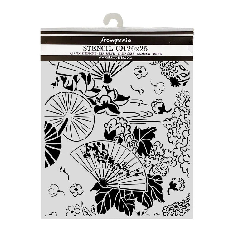 Stamperia - Mix Media Stencil - 20 X 25 Oriental Garden - Fans