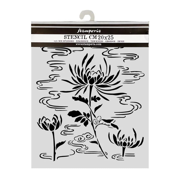 Stamperia - Mix Media Stencil - 20 X 25 Oriental Garden - Lotus Flower
