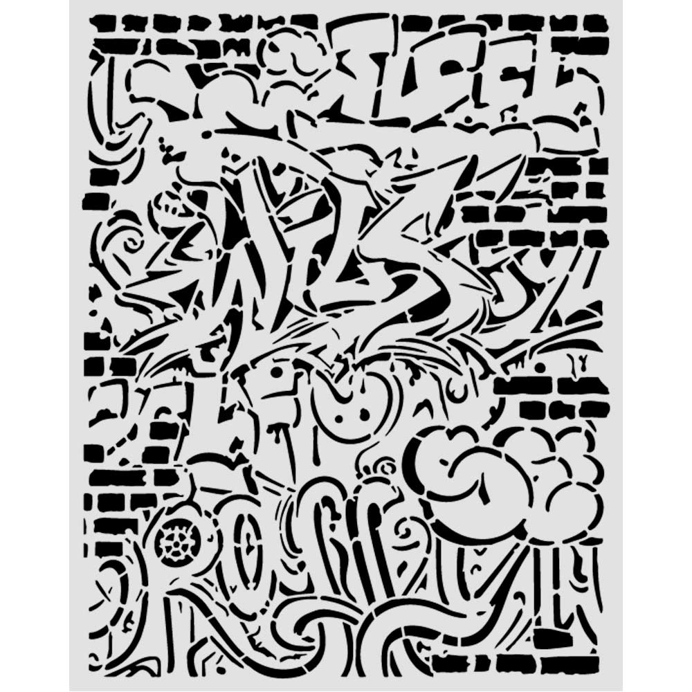 Stamperia - Mix Media Stencil - 20 X 25 Furry Friends 2 Graffiti
