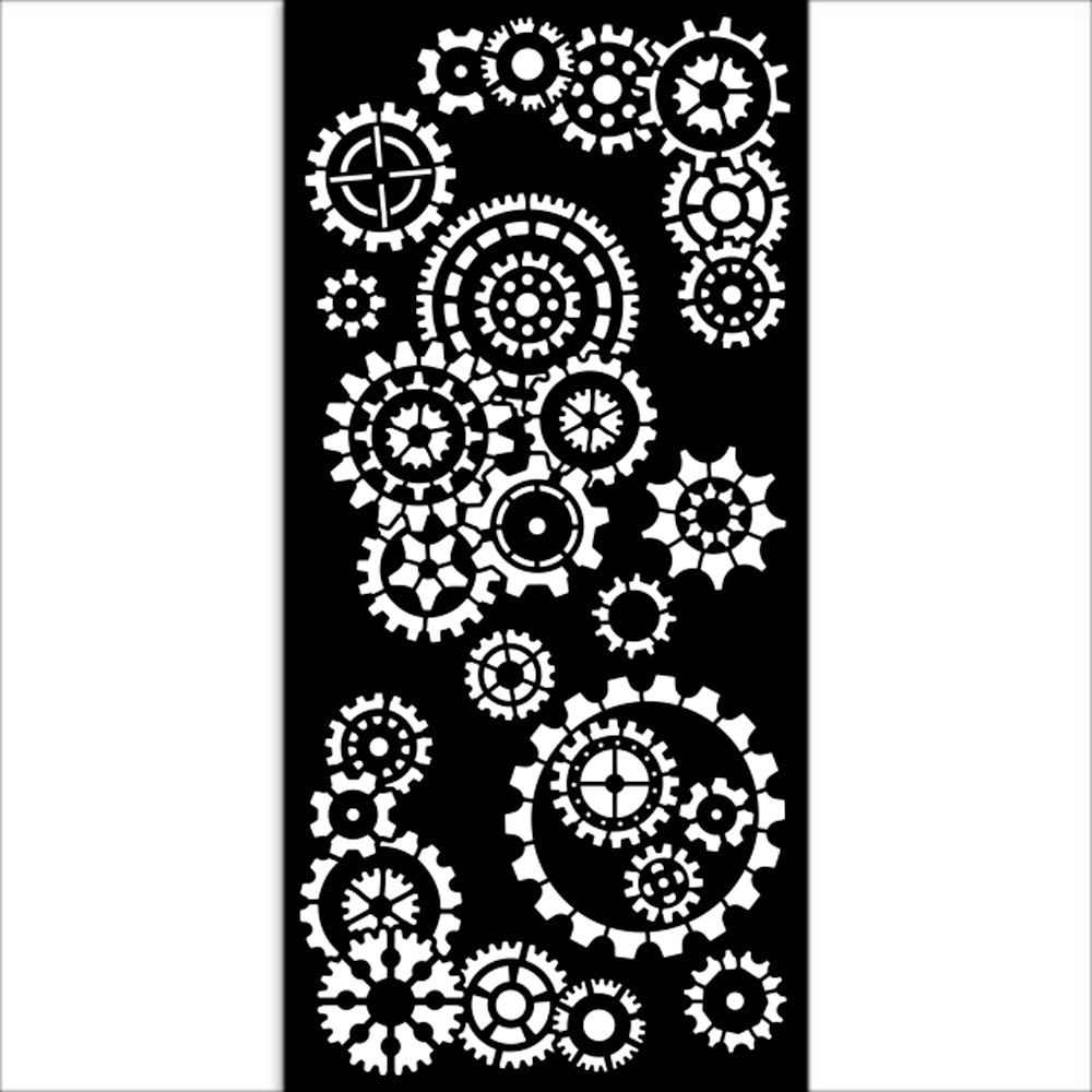 Stamperia- Thick Stencil 12 X 25cm- Gear up for Christmas gears