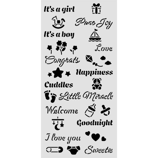 Stamperia- Thick Stencil 12 X 25cm- Baby quotes