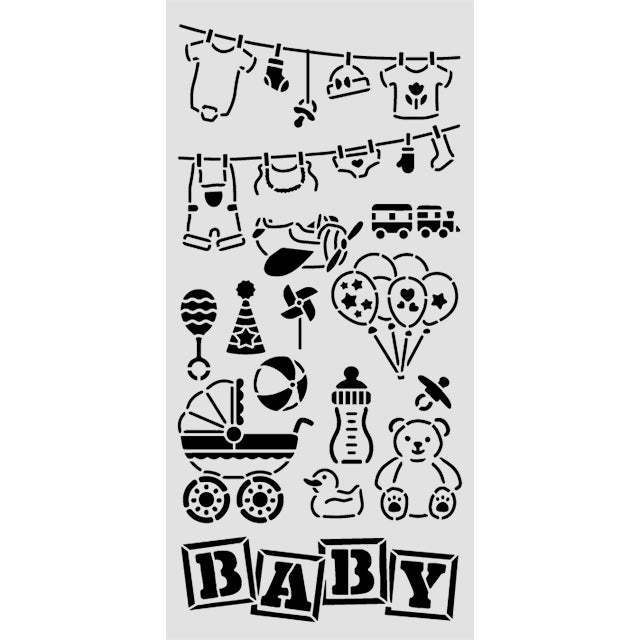Stamperia- Thick Stencil 12 X 25cm- Baby Elements