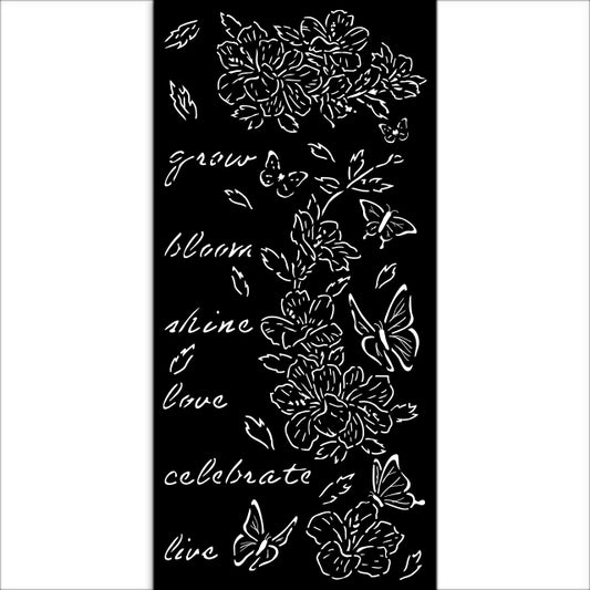 PRE ORDER - Stamperia- Thick Stencil 12 X 25cm-  Secret Diary Flowers & Butterfly
