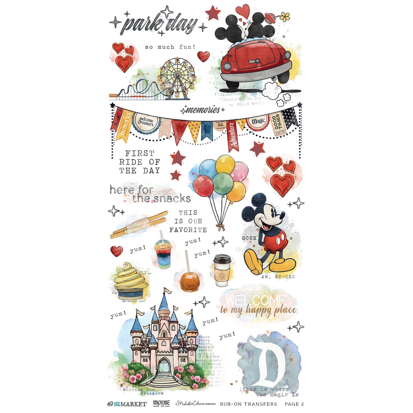 49 and Market - Essential Rub On Transfer set - 2 Sheets 6x12' - Mouse & Co