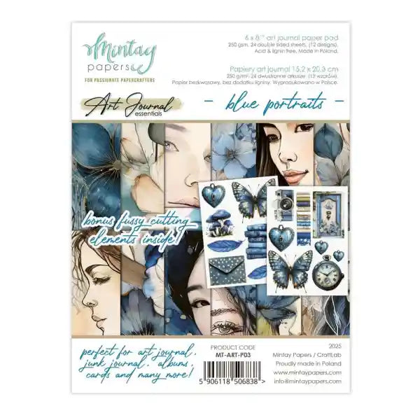 Mintay - Art Journal Essentials - 6 x 8 Paper Pad - Blue Portraits