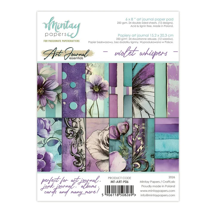 Mintay - Art Journal Essentials - 6 x 8 Paper Pad - Violet Whispers