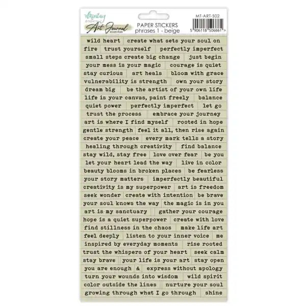 Mintay - Art Journal Essentials - Paper Stickers - Phrases 1 - Beige
