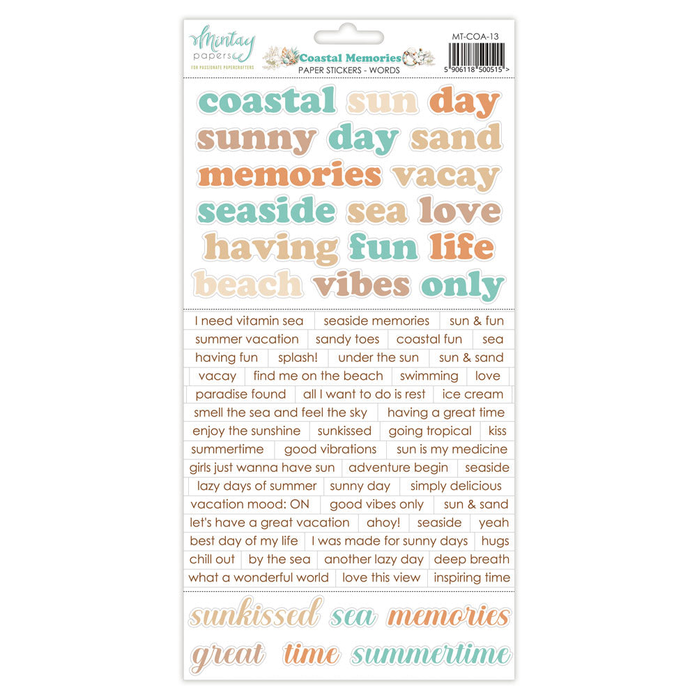 Mintay - Paper Stickers - Words - Coastal Memories