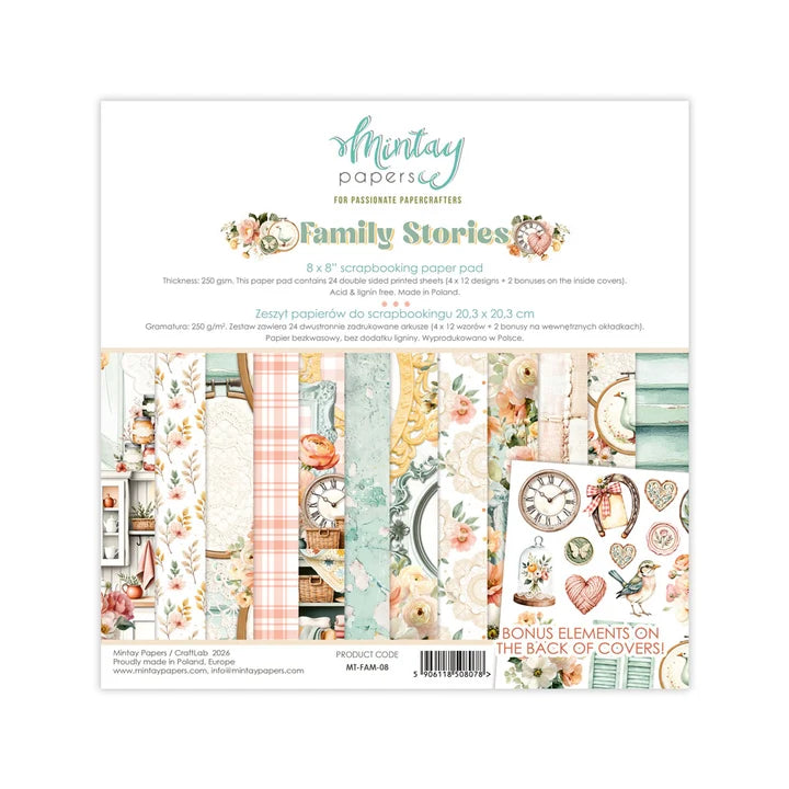 Mintay - 8 X 8 Paper Pad - Family Stories