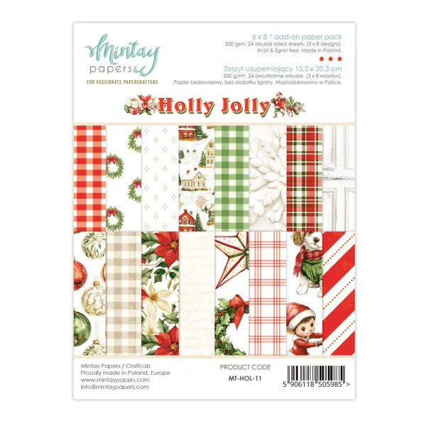Mintay - 6 x 8 add-on Paper Pack - Holly Jolly