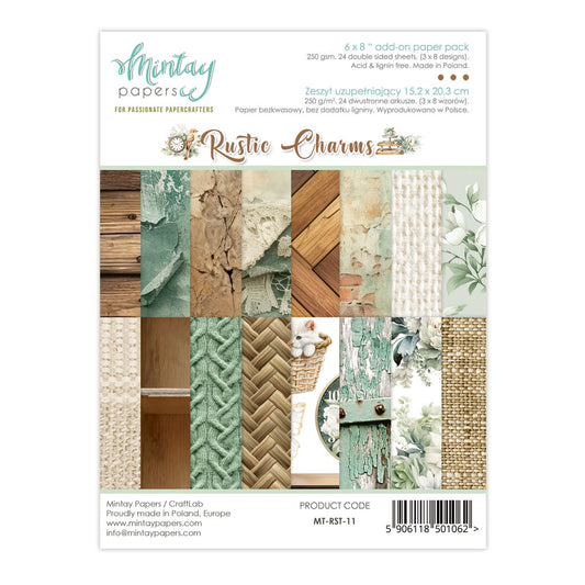 PRE ORDER - Mintay - 6 x 8 add on Paper Pack - Rustic Charms