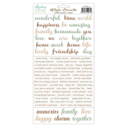 Mintay - Paper Stickers - Words - Rustic Charms