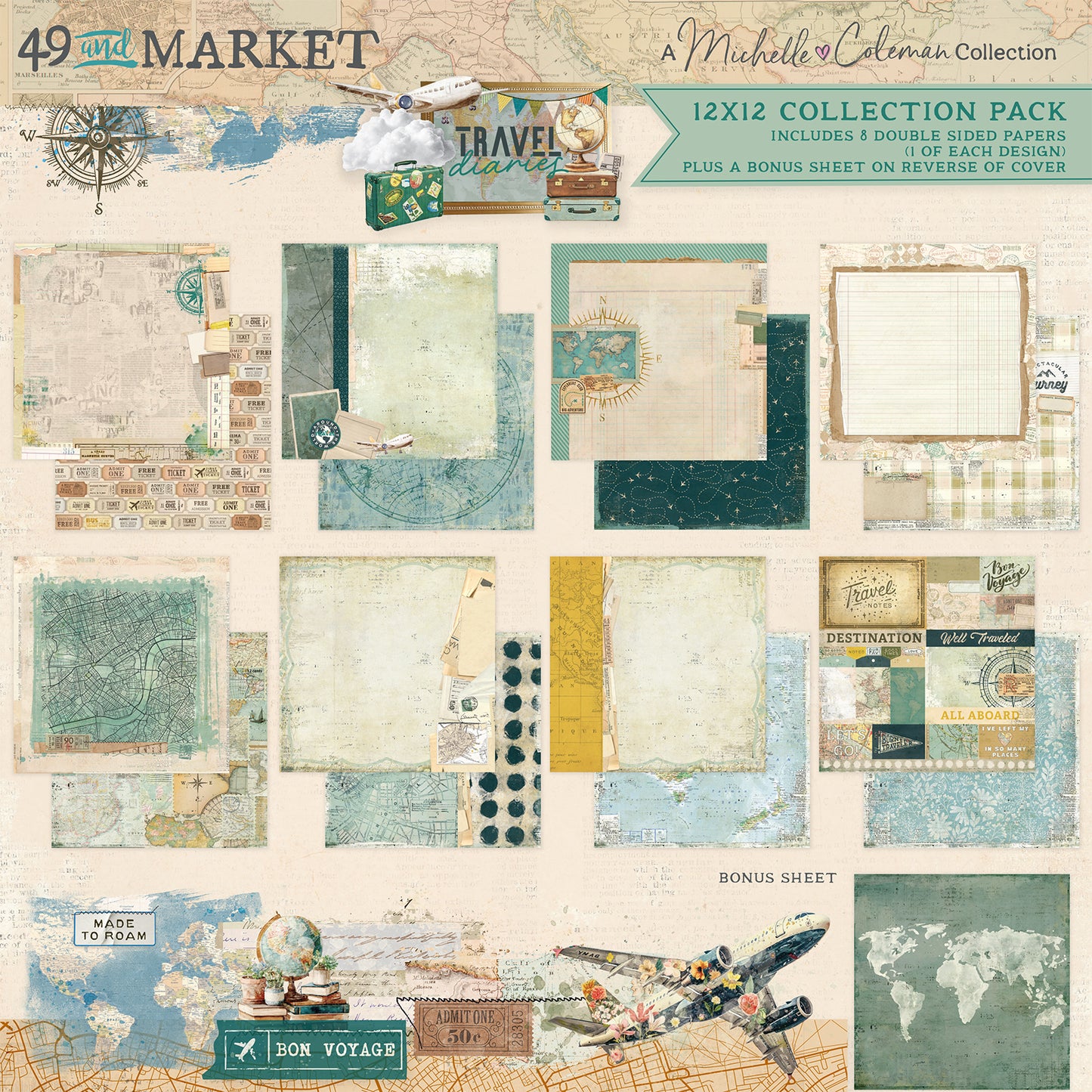 49 and Market - 12 x 12 paper pack - Travel Diaries