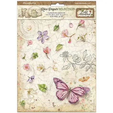 Stamperia - Pack of 6 Rice papers - 21cm x 29.7cm - A4 - All Around