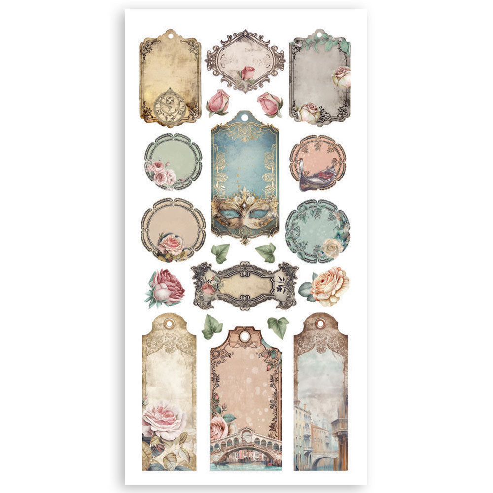 Pre Order - Stamperia - Paper cut-outs Double Face - 4 sheets cm. 15x30,5 - Venice City of art