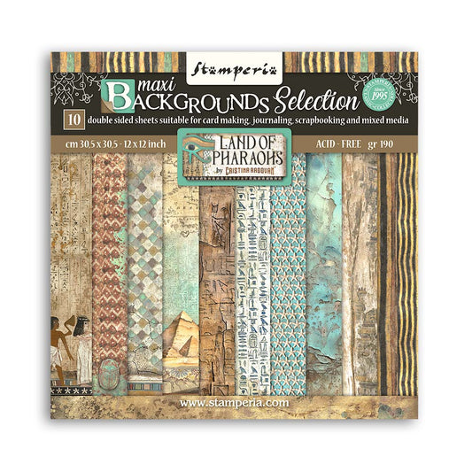 Pre Order - Stamperia -  (12”X12”) Land of Pharaohs Backgrounds -  Paper pad