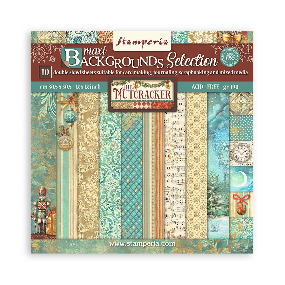 Stamperia - (12”X12”) The Nutcracker Backgrounds - Maxi Paper pad