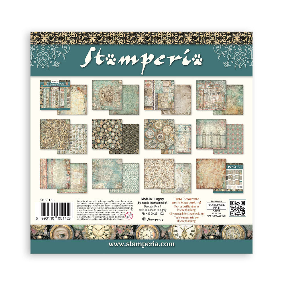 Stamperia - (12”X12”) Backgrounds- Paper pad - Garden of Time