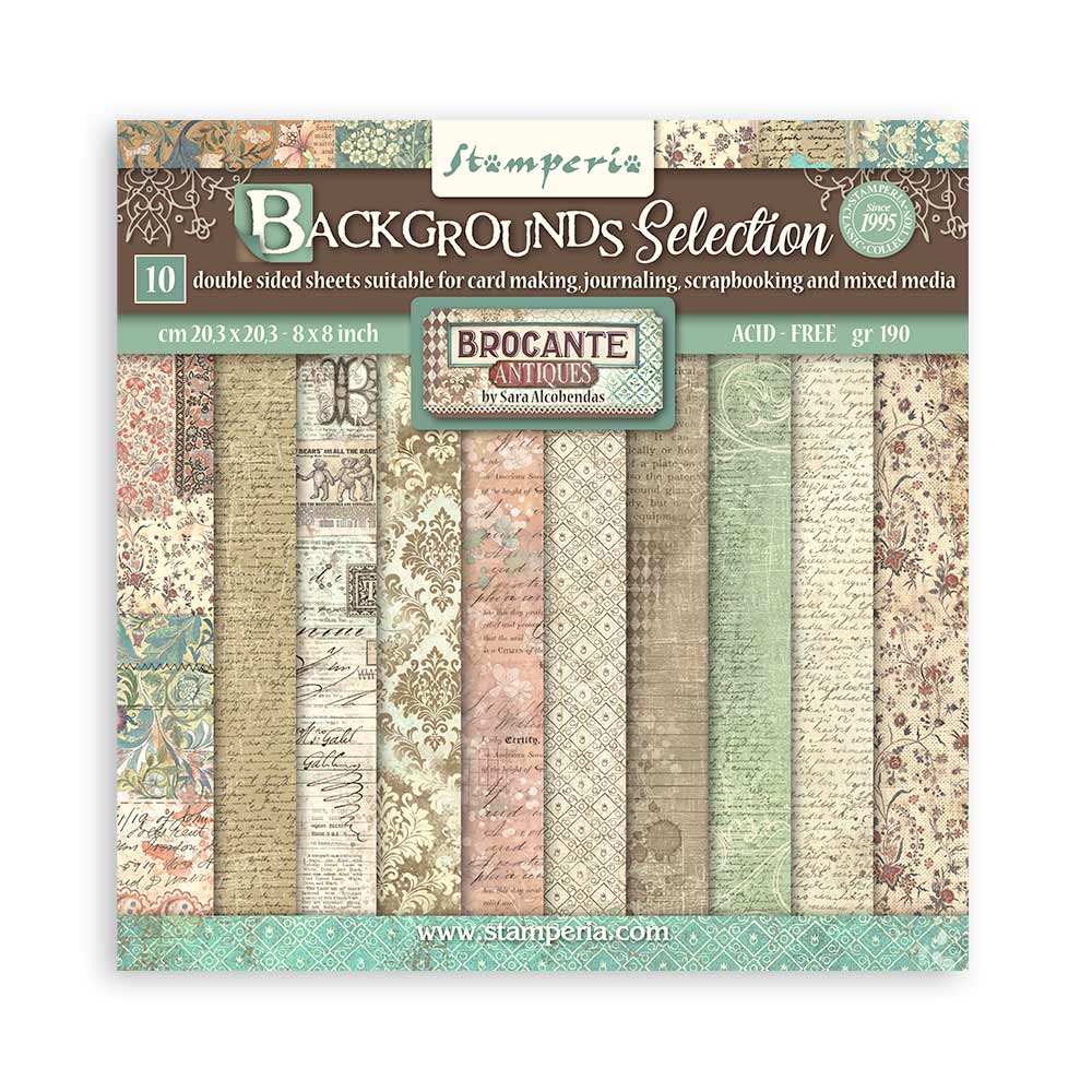 Stamperia - (8”X8”) Brocante Antiques Background Selection paper pad*