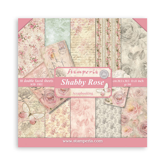 Pre Order - Stamperia -  (8”X8”) Shabby Rose   paper pad