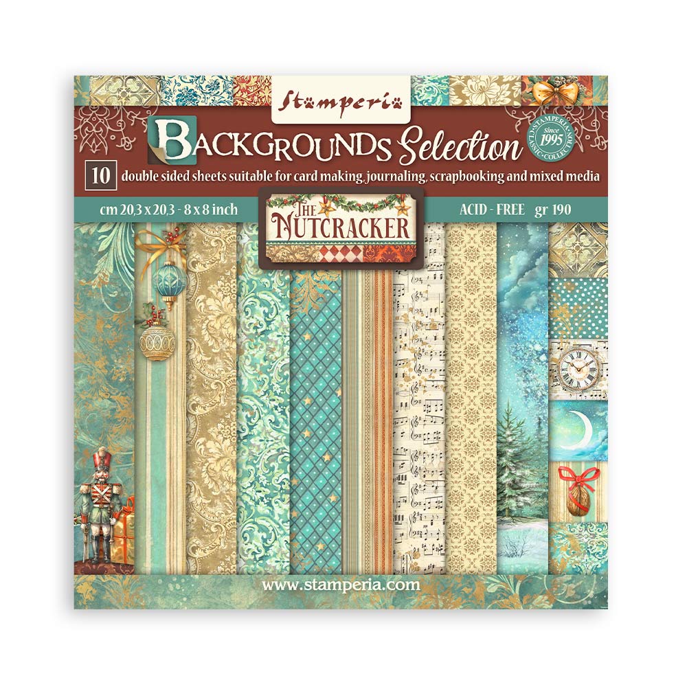 Stamperia - (8”X8”) The Nutcracker Background Selection paper pad*