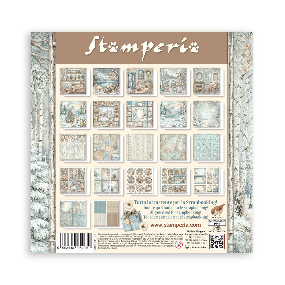 Stamperia - (8”X8”) 22 sheets Maxi Single Sided face - White Christmas