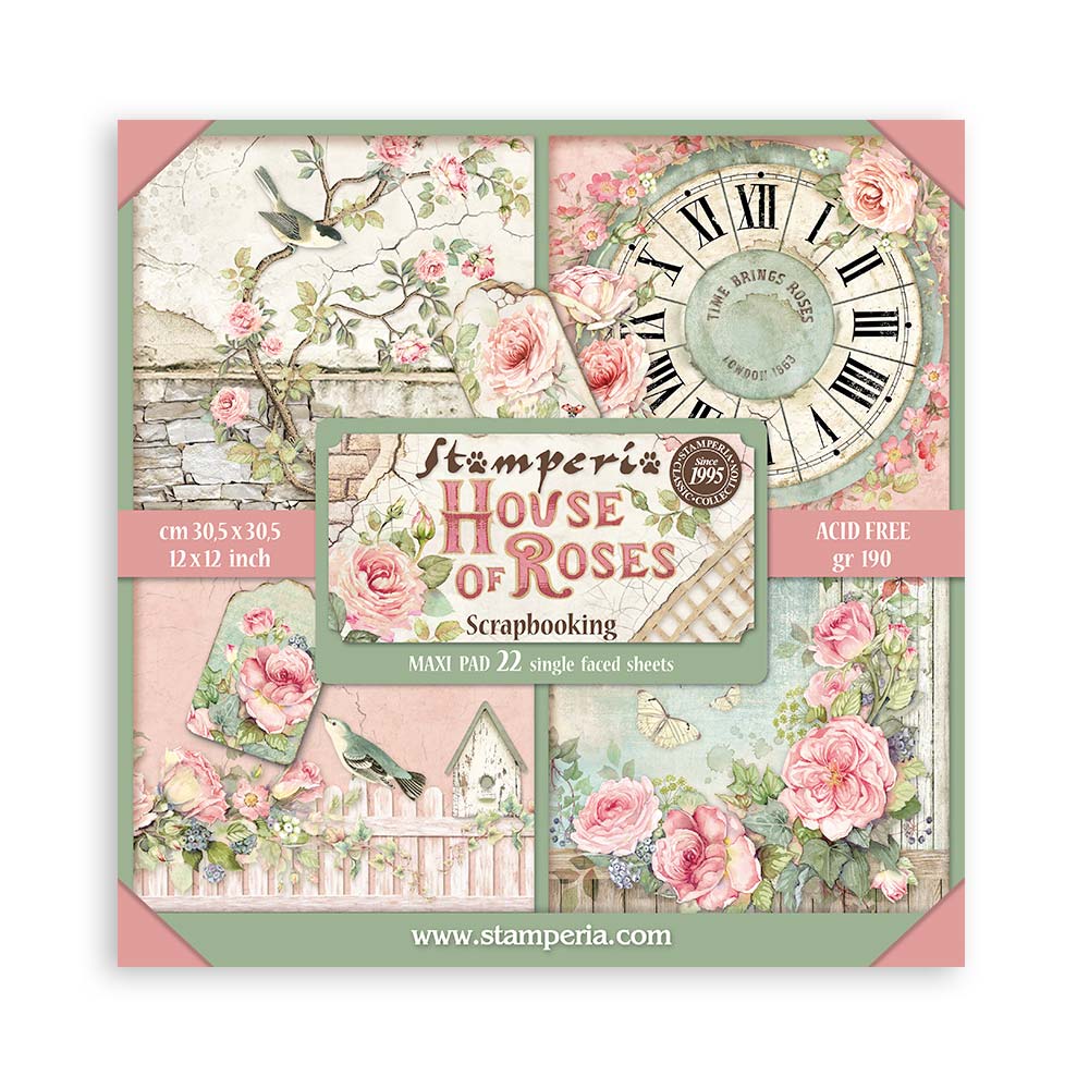 Stamperia - (12”X12”) Single Face 22 sheets - House of Roses