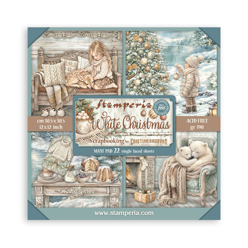 Stamperia - (12”X12”) Single Face 22 sheets - White Christmas