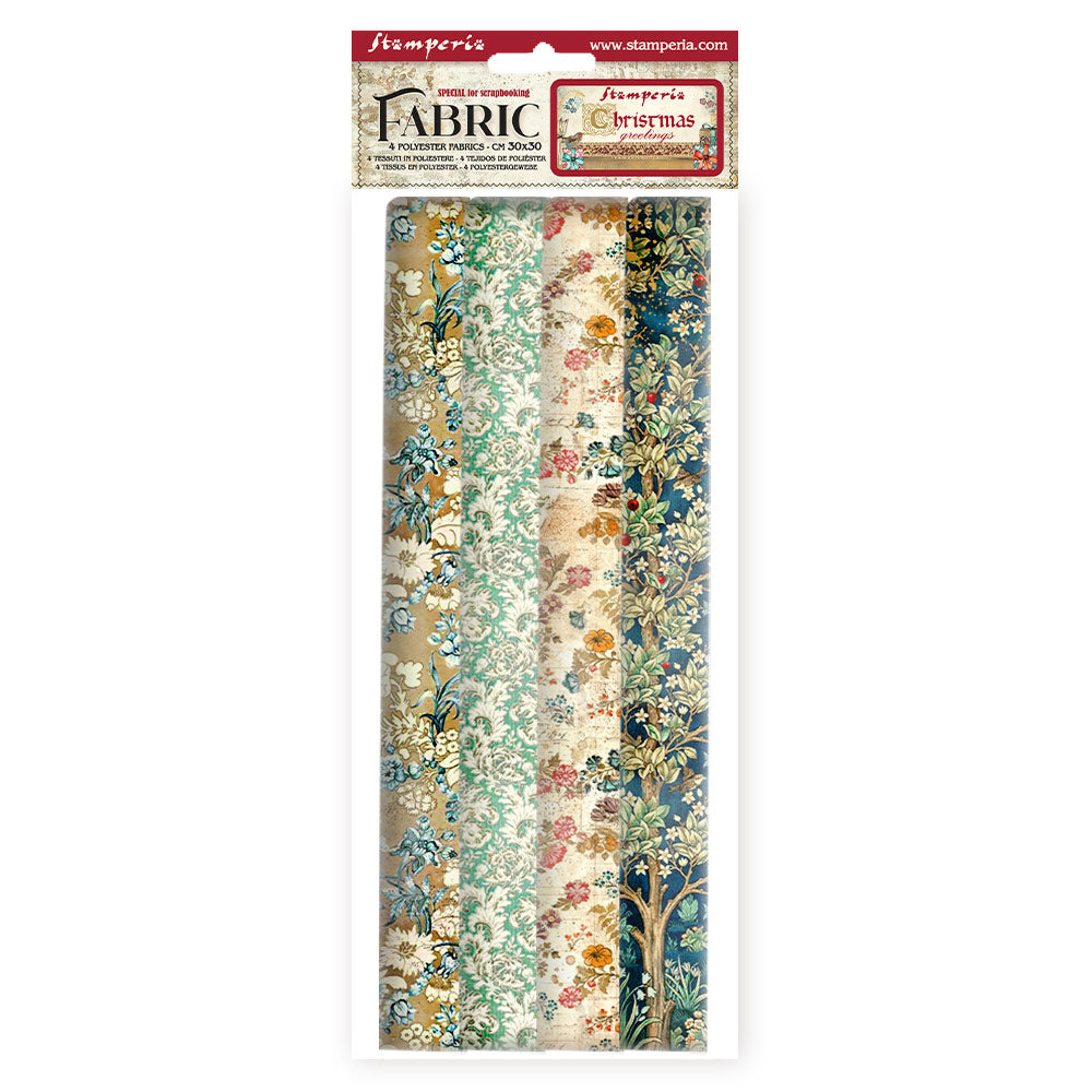Stamperia - 4 pack Fabric 30 x 30 - Christmas Greetings