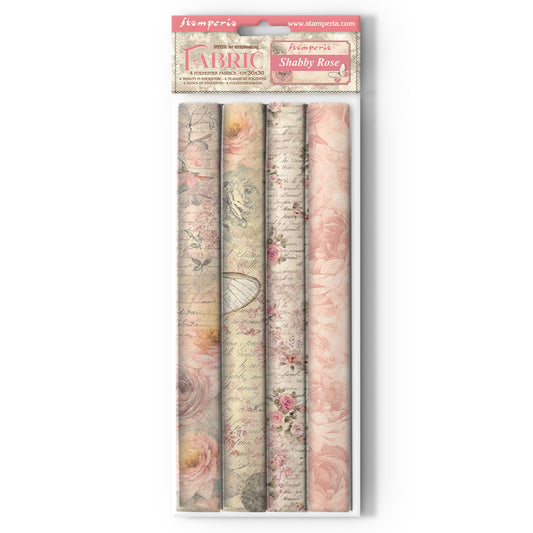 Pre Order - Stamperia  - 4 pack Fabric 30 x 30 - Shabby Rose