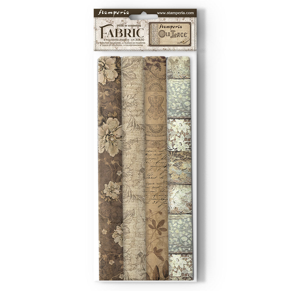 Stamperia - 4 pack Fabric 30 x 30 - Old Lace