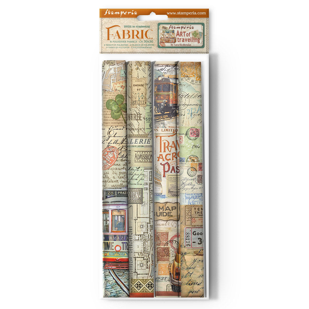 Stamperia - 4 pack Fabric 30 x 30 - Art of Travelling