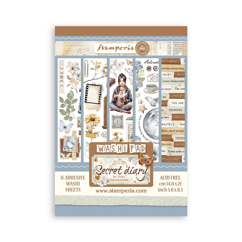 Stamperia - Washi Pad 8 Sheets A5 -  Secret Diary