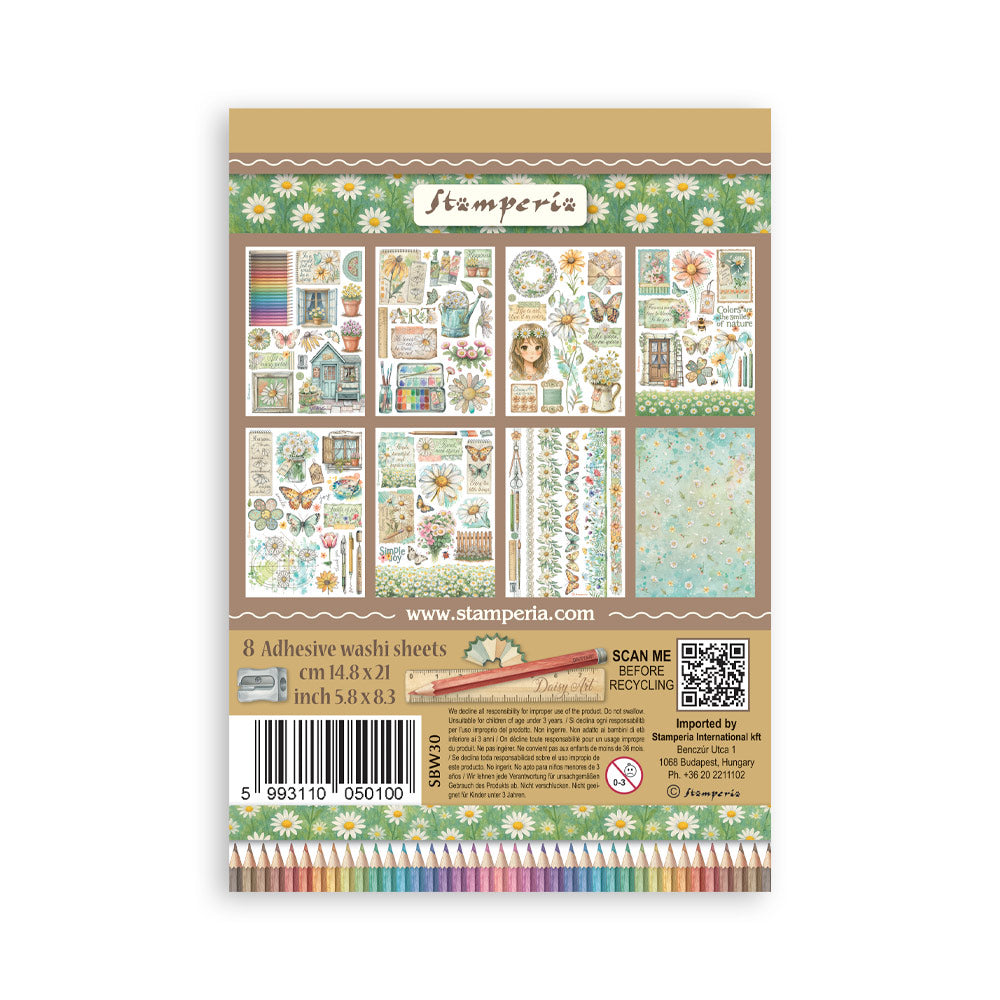 Stamperia - Washi Pad 8 Sheets A5 - Daisy Art