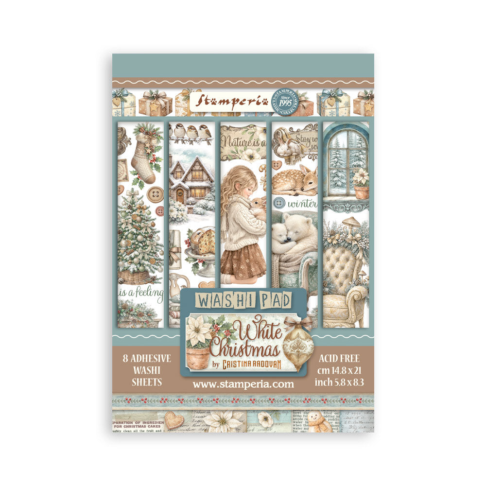 Stamperia - Washi Pad 8 Sheets A5 - White Christmas