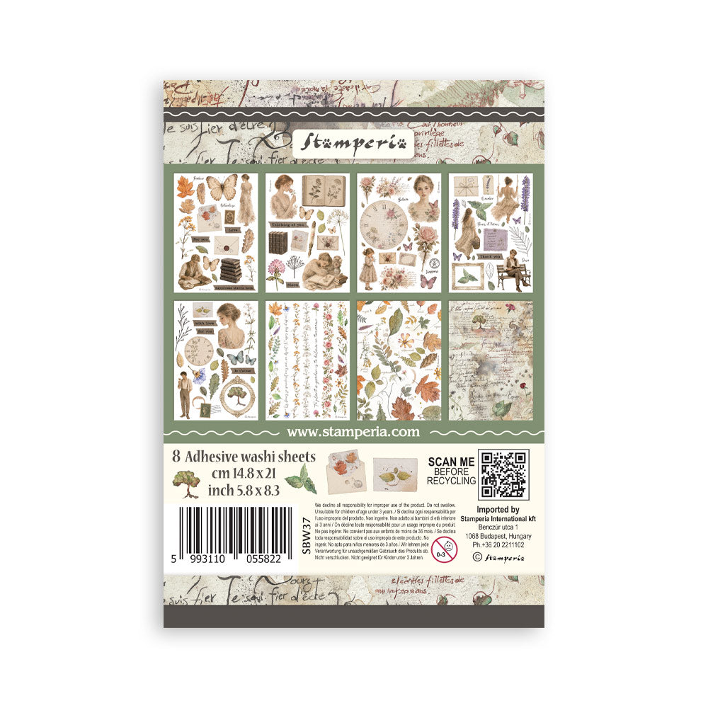 Stamperia - Washi Pad 8 Sheets A5 - Flowers and Poems