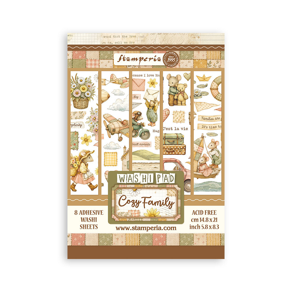 Stamperia - Washi Pad 8 Sheets A5 - Cozy Family