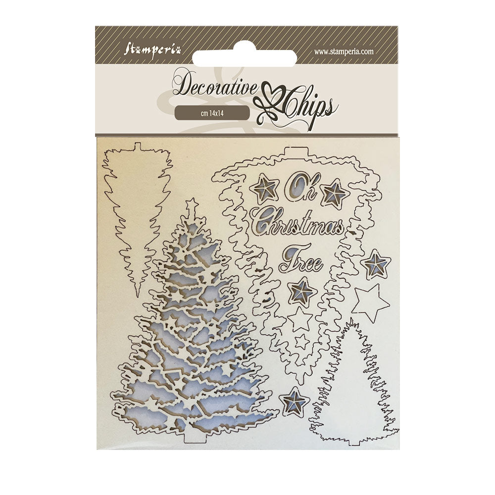 Stamperia - Decorative Chips - 14 X 14 cm - Christmas Tree